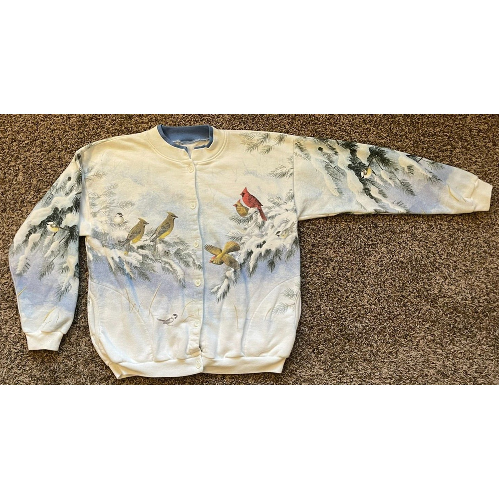 Vtg. White Artisans Sunschein Designs Cardinal Sweatshirt Wildlife Adult Size M?